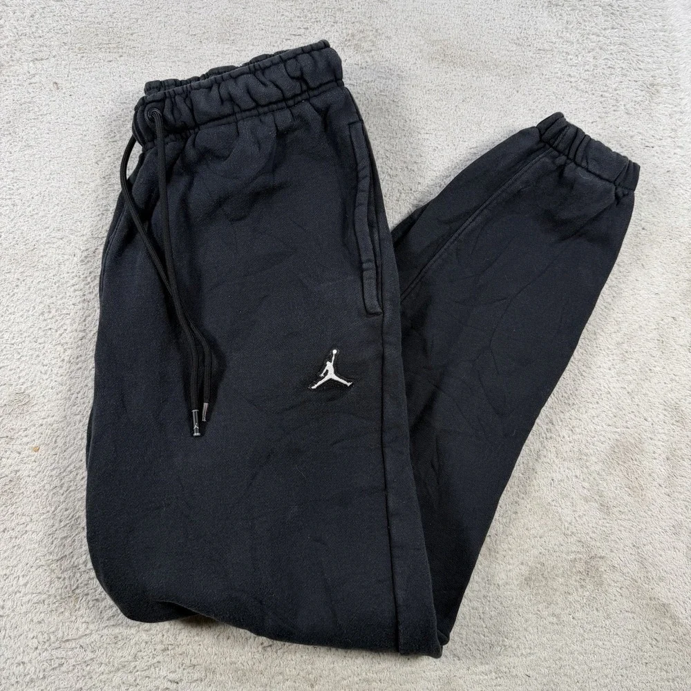 Air Jordan Joggers Mens Small Black Fleece Drawstring Gym Active Sweatpants